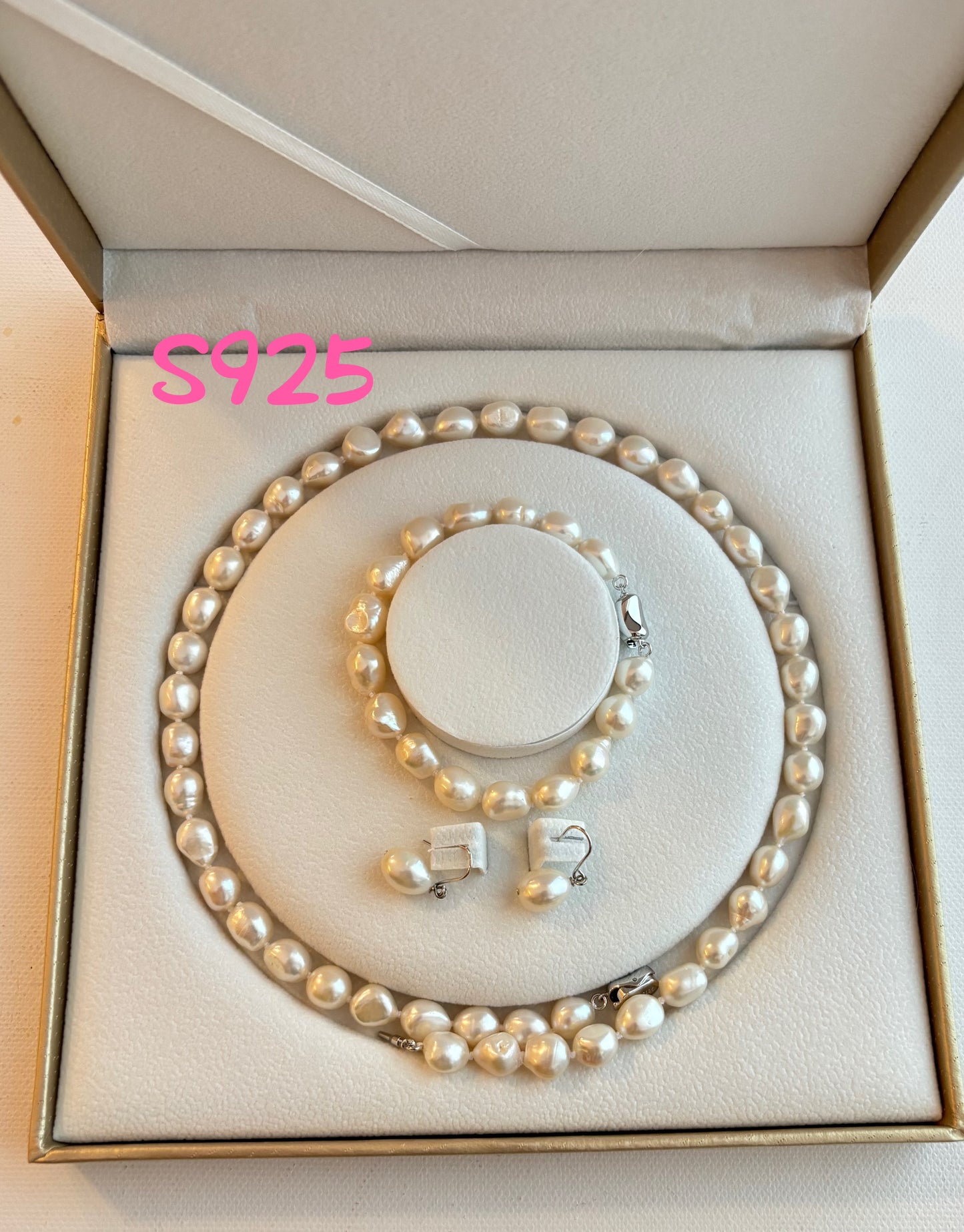 Genuine freshwater pearls with S925 Silver jewelry set
