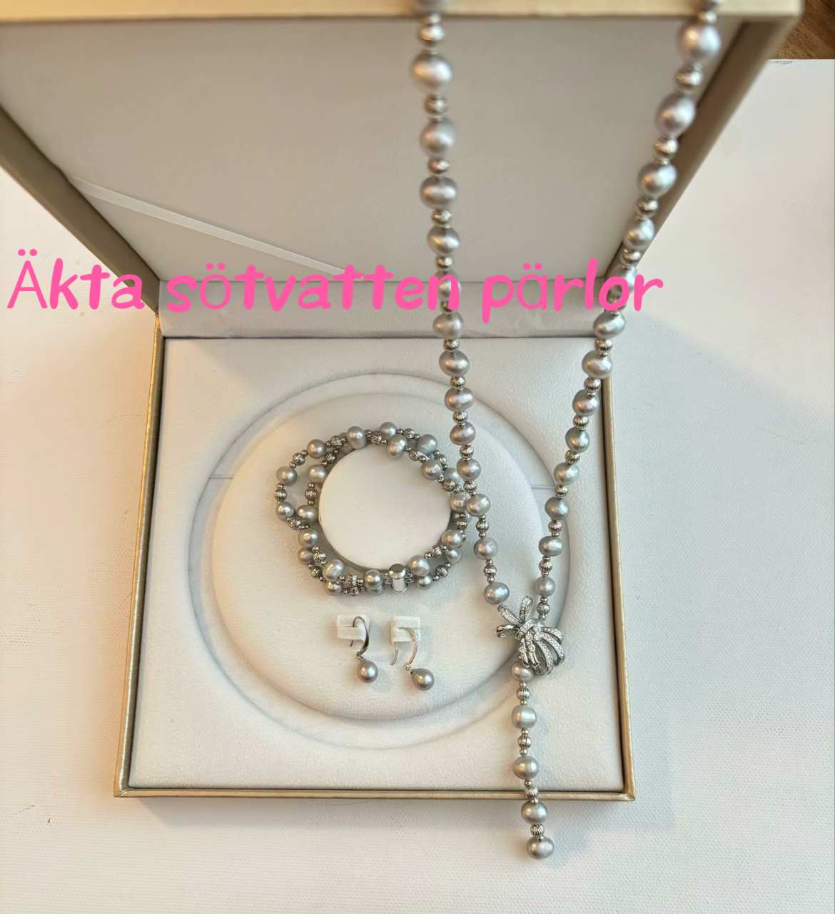 Genuine freshwater pearls 80cm lang jewelry set