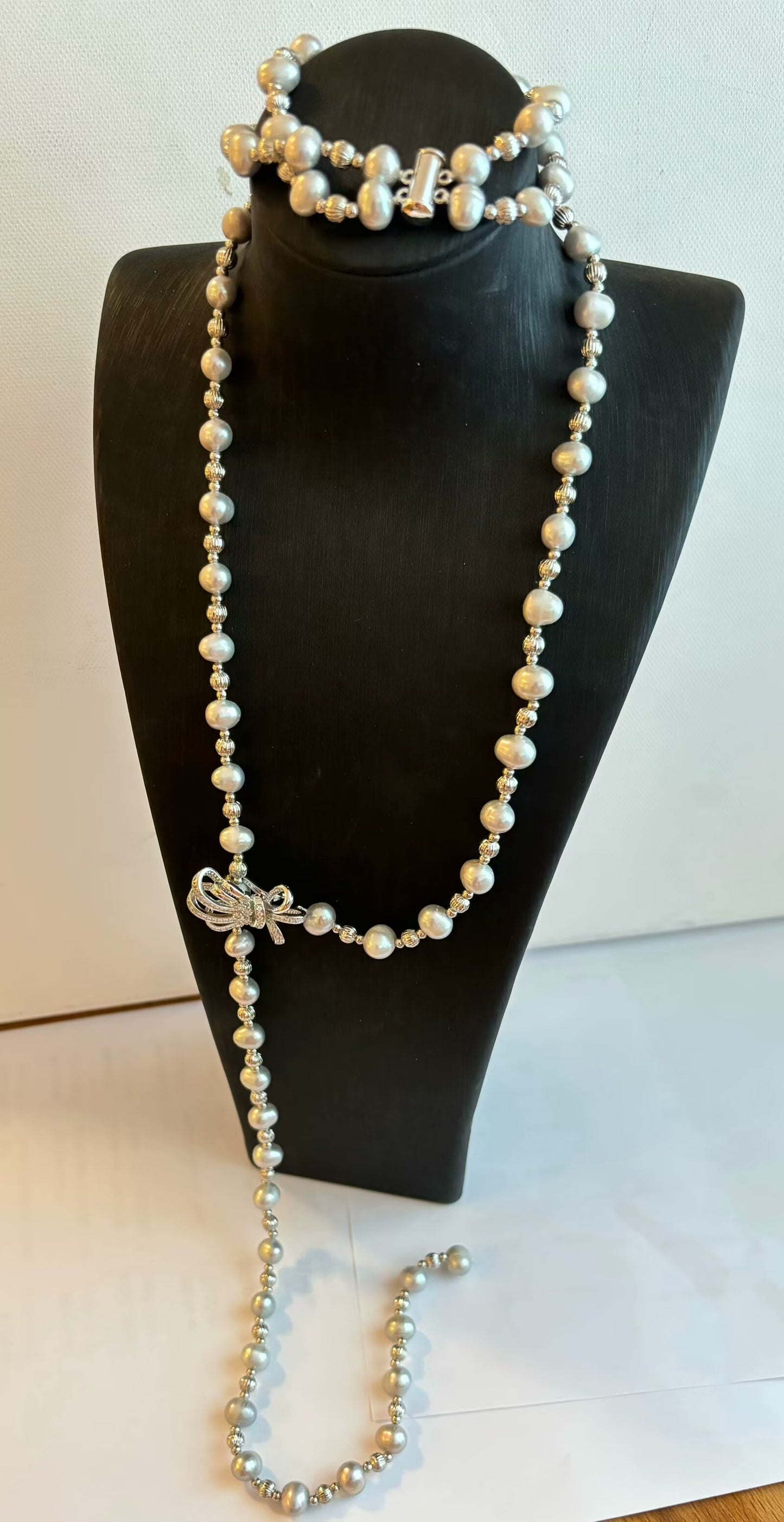 Genuine freshwater pearls 80cm lang jewelry set