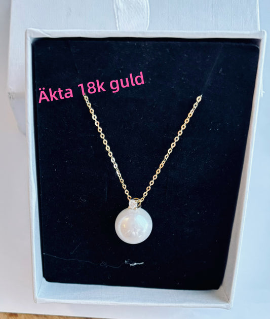 Genuine 18k gold with genuine freshwater pearl nacklace