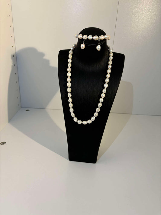 Genuine freshwater pearls with S925 Silver jewelry set